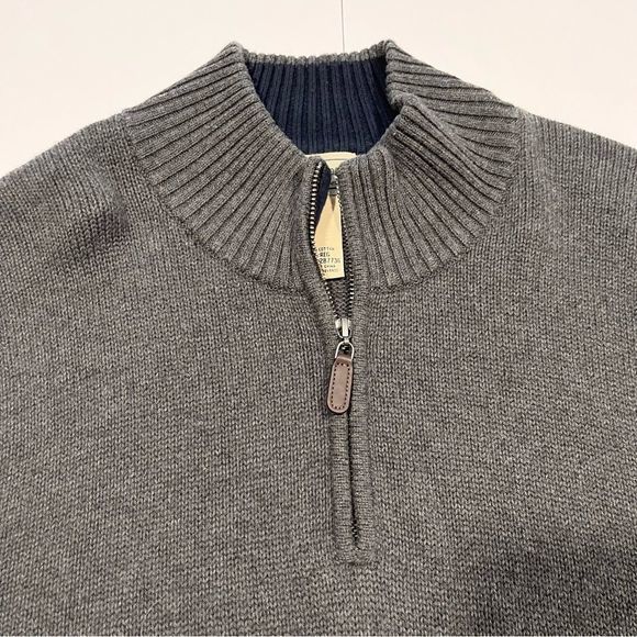 LL Bean Gray 1/4 Zip Mock Neck‎ 100% CottonPullover Sweater XL - Picture 5 of 11